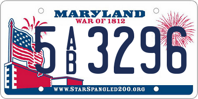 MD license plate 5AB3296