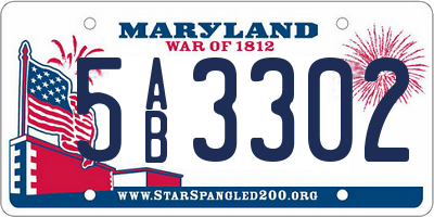 MD license plate 5AB3302