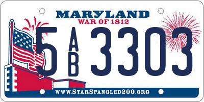 MD license plate 5AB3303