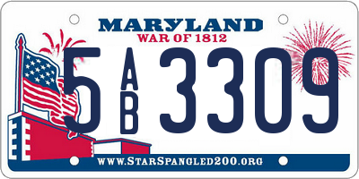 MD license plate 5AB3309