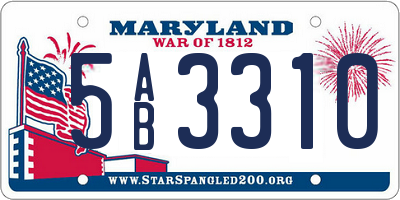 MD license plate 5AB3310