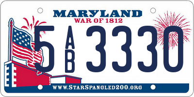 MD license plate 5AB3330