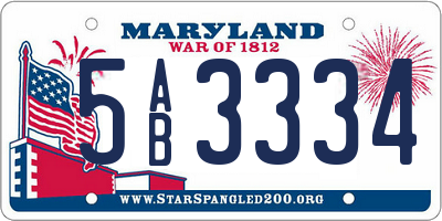 MD license plate 5AB3334