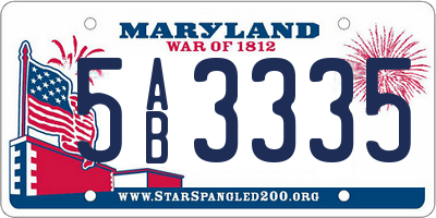 MD license plate 5AB3335