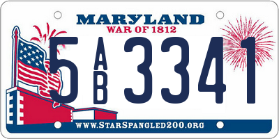 MD license plate 5AB3341