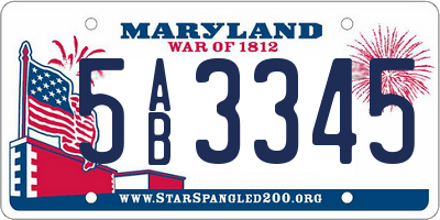 MD license plate 5AB3345