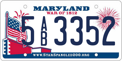 MD license plate 5AB3352