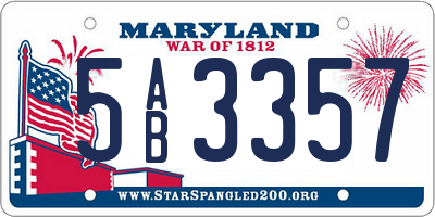 MD license plate 5AB3357
