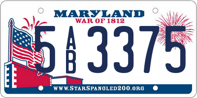 MD license plate 5AB3375