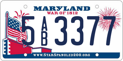 MD license plate 5AB3377