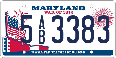 MD license plate 5AB3383