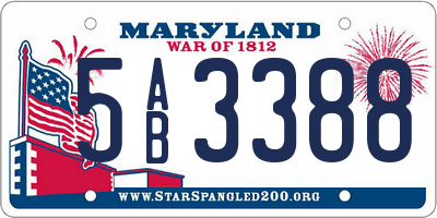 MD license plate 5AB3388