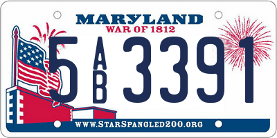 MD license plate 5AB3391