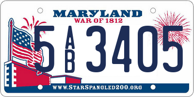 MD license plate 5AB3405