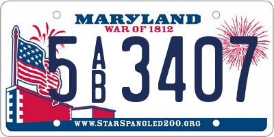 MD license plate 5AB3407