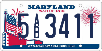 MD license plate 5AB3411