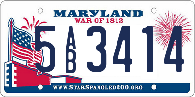 MD license plate 5AB3414