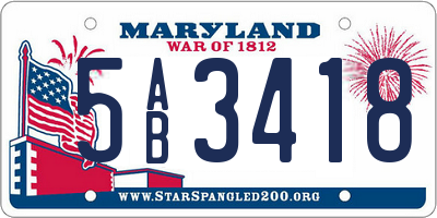 MD license plate 5AB3418