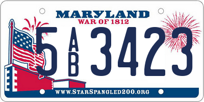 MD license plate 5AB3423