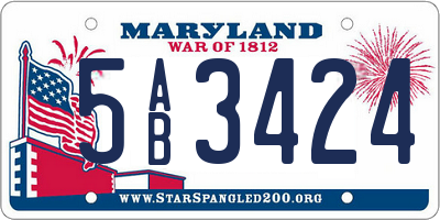 MD license plate 5AB3424