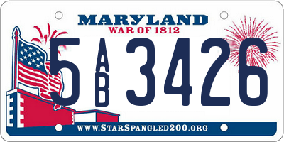 MD license plate 5AB3426