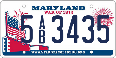 MD license plate 5AB3435