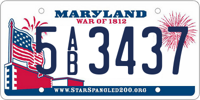 MD license plate 5AB3437