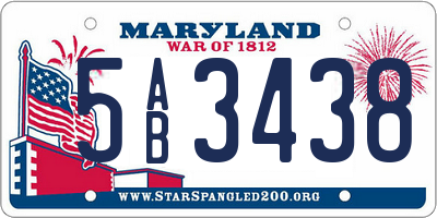 MD license plate 5AB3438