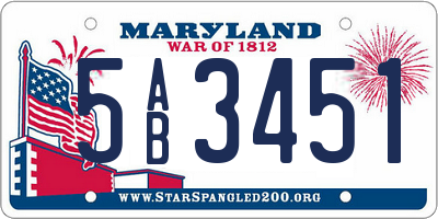 MD license plate 5AB3451