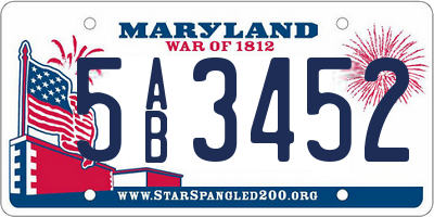 MD license plate 5AB3452