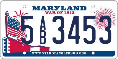 MD license plate 5AB3453
