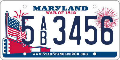 MD license plate 5AB3456