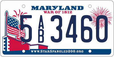 MD license plate 5AB3460