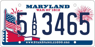 MD license plate 5AB3465