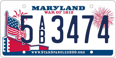 MD license plate 5AB3474