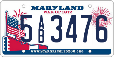 MD license plate 5AB3476