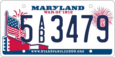 MD license plate 5AB3479