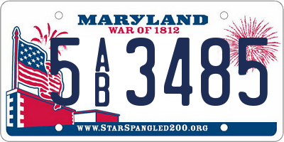MD license plate 5AB3485