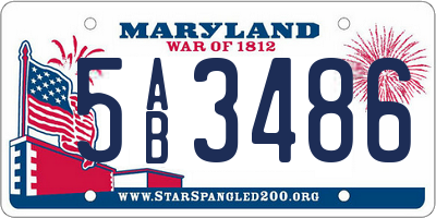 MD license plate 5AB3486