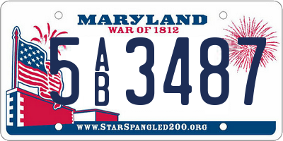 MD license plate 5AB3487