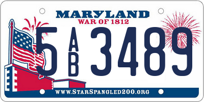 MD license plate 5AB3489