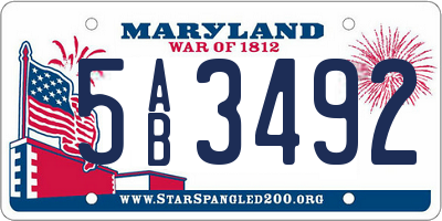 MD license plate 5AB3492