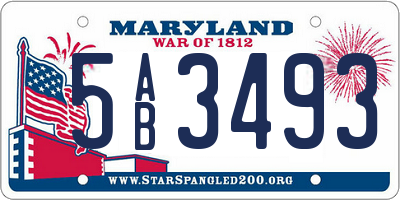MD license plate 5AB3493