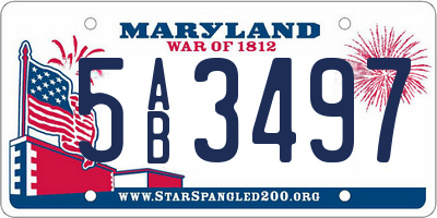MD license plate 5AB3497
