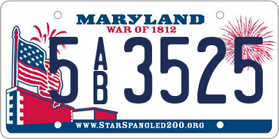 MD license plate 5AB3525