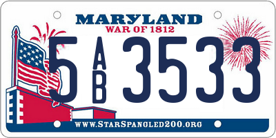MD license plate 5AB3533