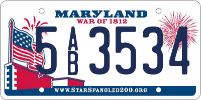 MD license plate 5AB3534