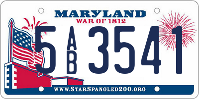 MD license plate 5AB3541