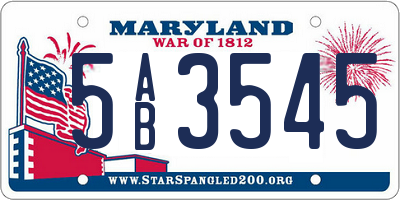 MD license plate 5AB3545