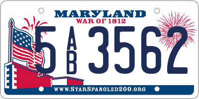 MD license plate 5AB3562